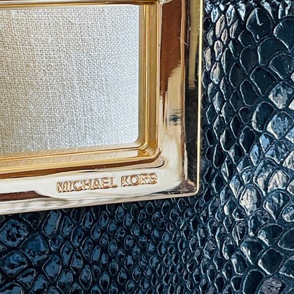 Michael Kors Black Python Embossed Patent Leather Berkley Clutch - Picture 5 of 10